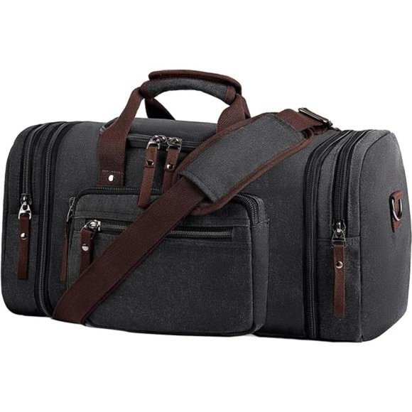 Canvas Expandable Duffle Bag for Men Traveling, Luggage Travel Bag Weekender